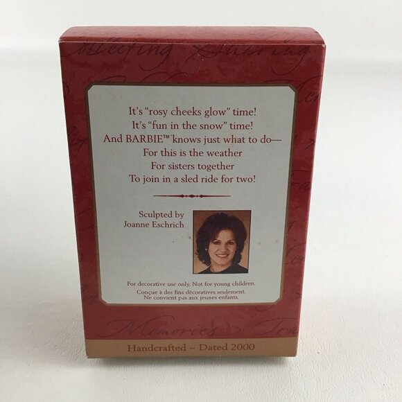 Hallmark Keepsake Christmas Tree Ornament Winter Fun With Barbie & Kelly 2000 - Picture 6 of 6
